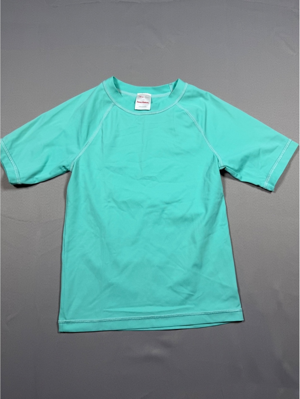 Hanna Andersson Kids 120cm 6-7 Aqua Short Sleeve Rash Guard Swim Shirt